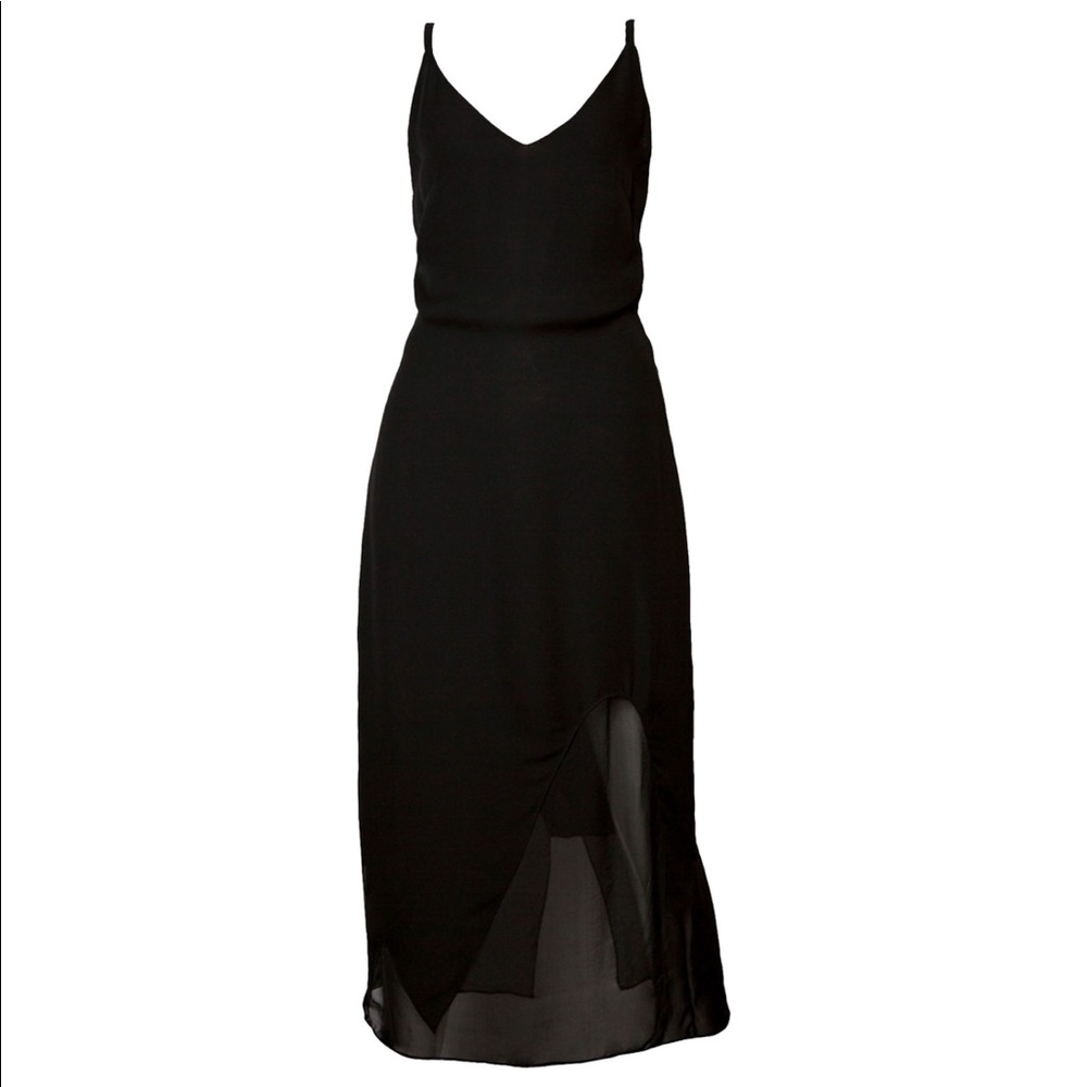 Cushnie Asymmetric Mesh Insert-Hem Midi Dress